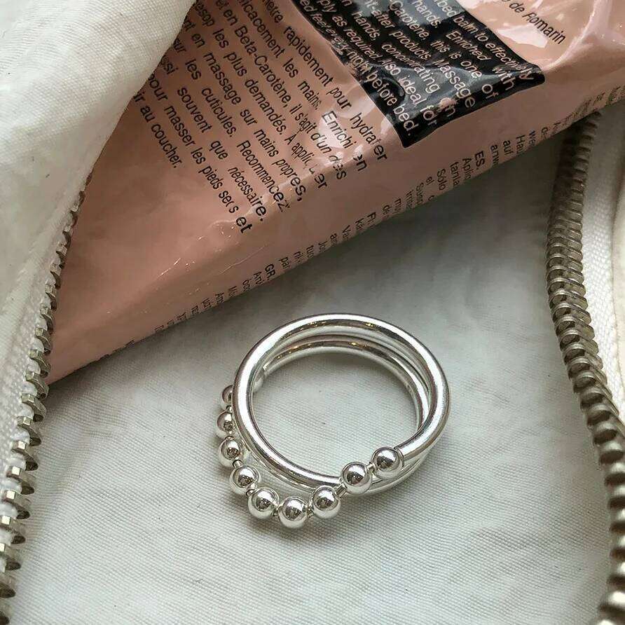 Solid 925 Sterling Open Chain Ball Rings For Women Gold Plated Trendy Retro Anillos Party Gifts Accessories H260312