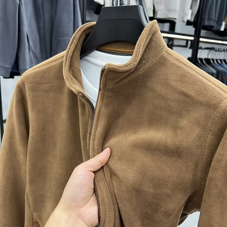 Teenage Men's Sweatshirt With Stand-up Collar Zip-up Cardigan Jacket Autumn And Winter Men's Clothing Designer Hoodie Warm Solid Color Jacke
