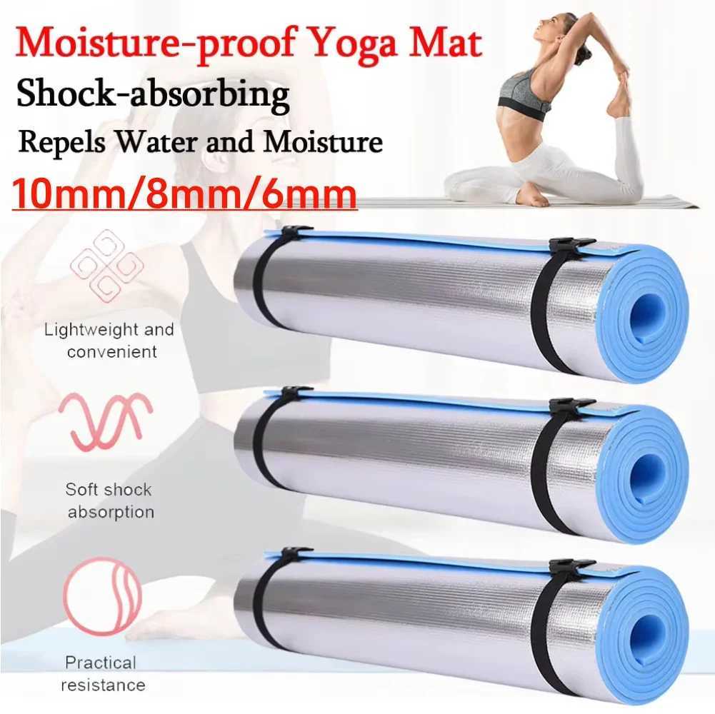 10/8/6mm Thickened Yoga Mat EVA Exercise Pad Aluminum Membrane Fitness Exercise Mat Portable Multifunction for Camping Picnic M260312