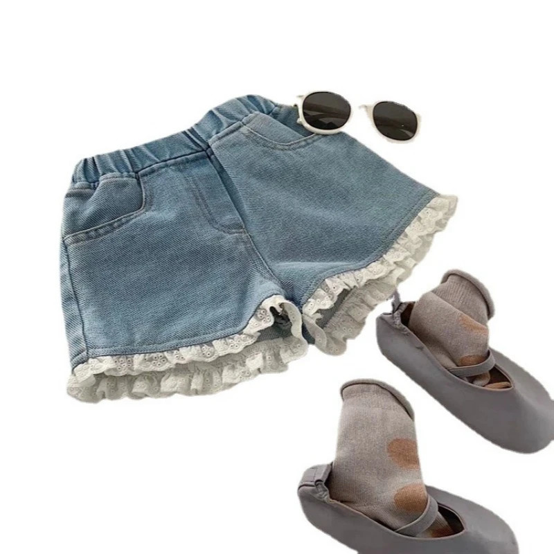 Girls Denim Shorts Korean Lightweight Summer for Toddler Casual Versatile Childrens Clothing Outdoor Wear 260311