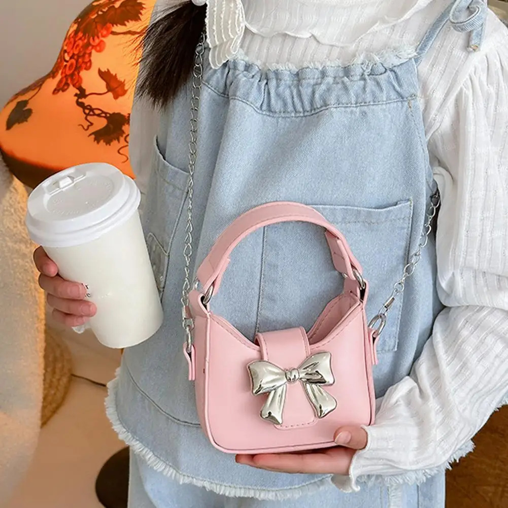 Korean Style Girl Princess Bag Cute Sweet Bow Chain Crossbody Bags for Girls Bowknot Hand Toddler Purses and Handbags Gift 260311