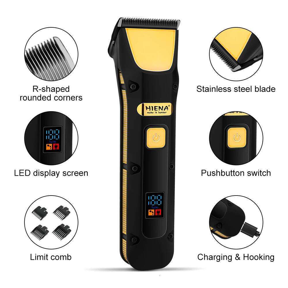 HIENA Professional Electric Clipper Barber Hair Cutting Machine 9000 RPM Haircut Metal Trimmer for Men C260312