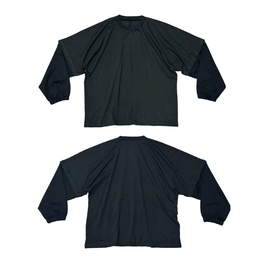 Black Long Sleeved T-shirt Men Women Solid Color Loose Tee Tops T Shirt