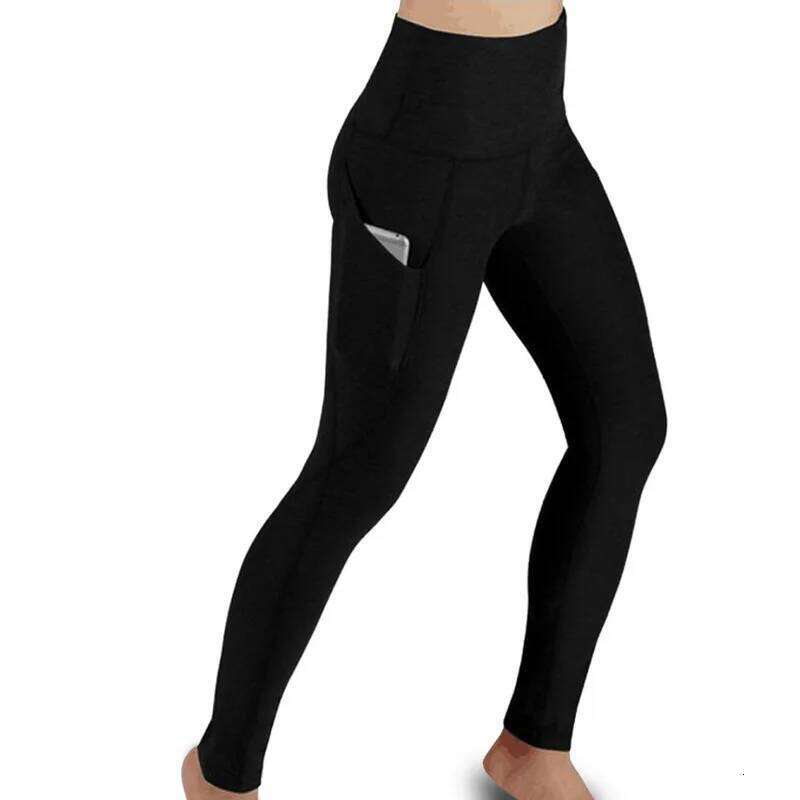 High Waist Elastic Workout Women Yoga Leggings Tummy Control Ruched Booty With Pocket Pants Seamless Gym Compression Tights 26H0311