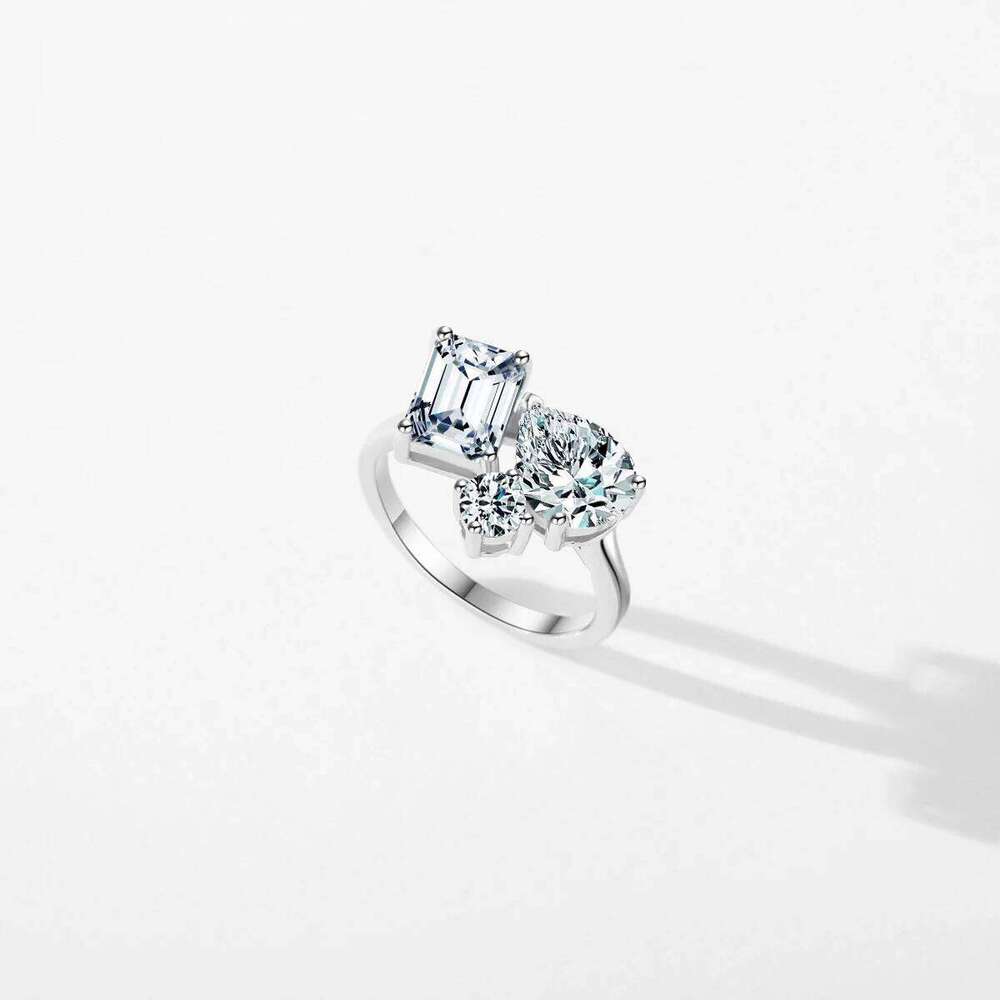 MODIAN Real 925 Sterling Silver Luxury Geometric Dazzling Emerald Cut Zirconia Ring For Women Classic Wedding Fine Jewelry Gifts H260312