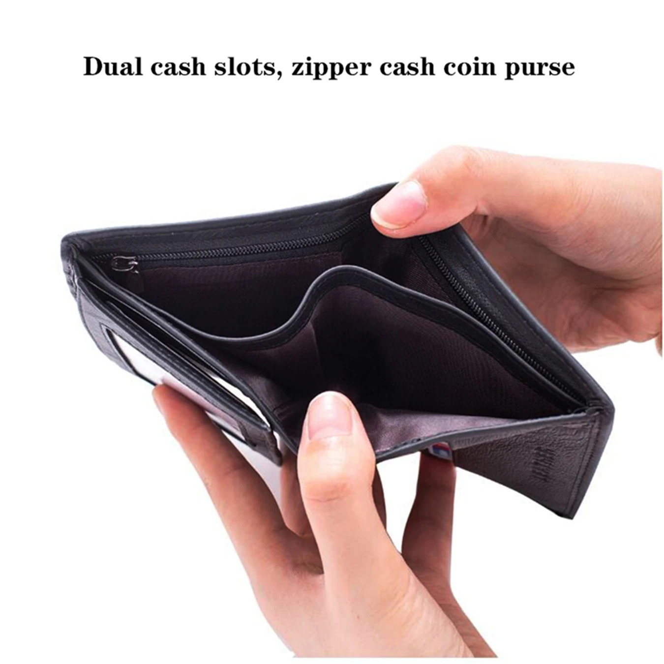 men wallet Genuine Leather Wallets For Men zipper Purse Vertical Business Wallets RFID anti-theft Credit Card Holder Money Bag 260304