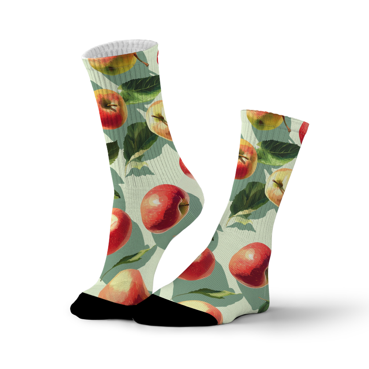 Vintage Red Apple Print Soft Breathable Casual Fruit unisex tube designer sock C173