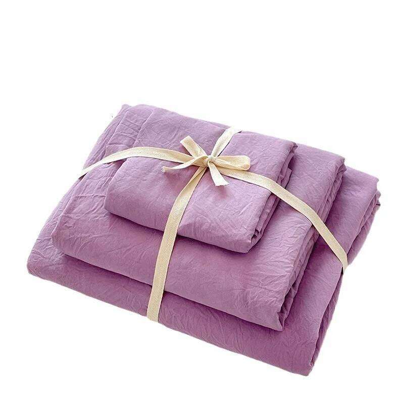 Pure color washed cotton four-piece set bedding H260312