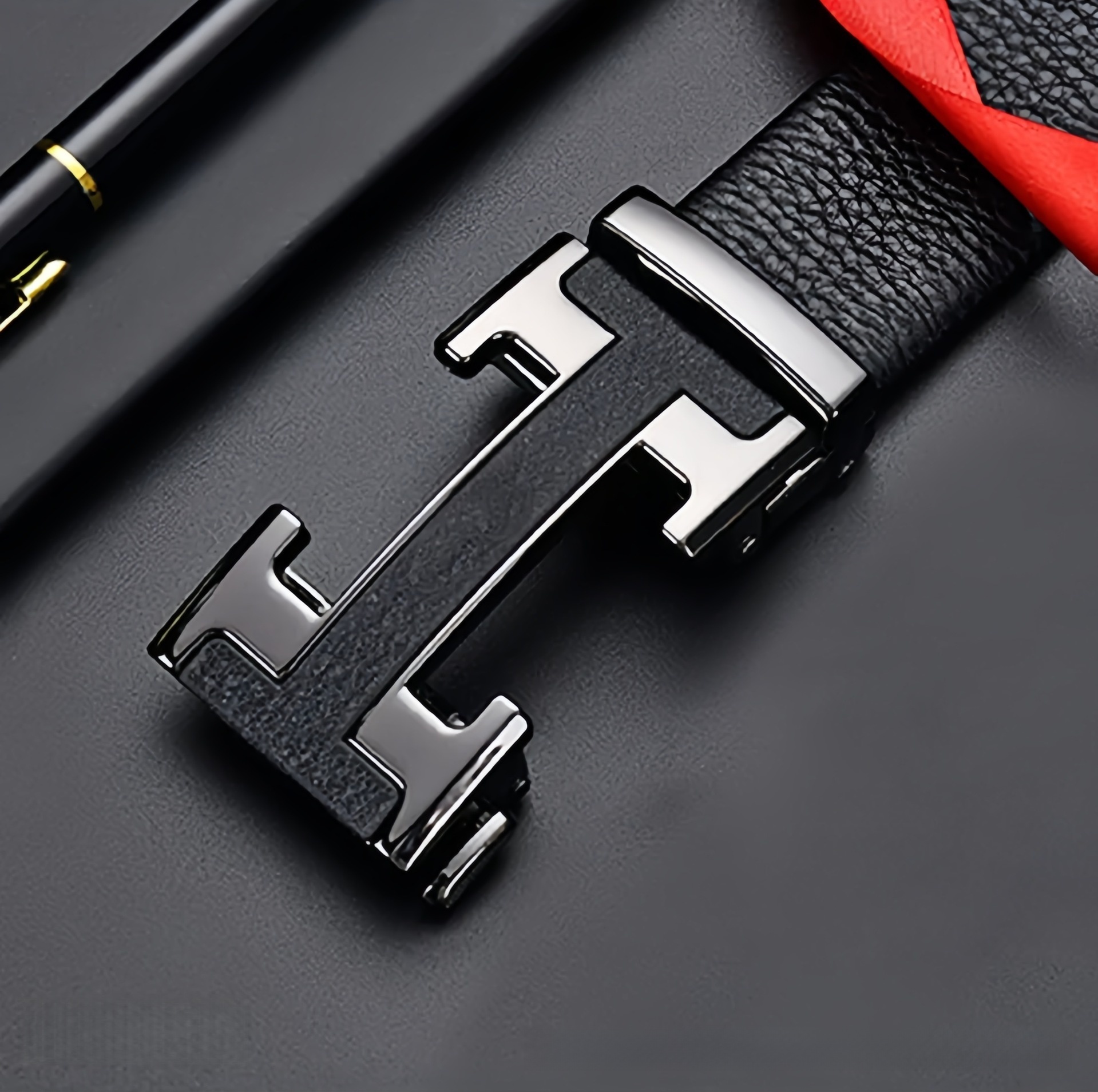 2026 New Designer Luxury Brand Top Cowhide Men's Belt H-shaped Buckle Genuine Leather Automatic Buckle Men's Youth Simple And Fashionable Me