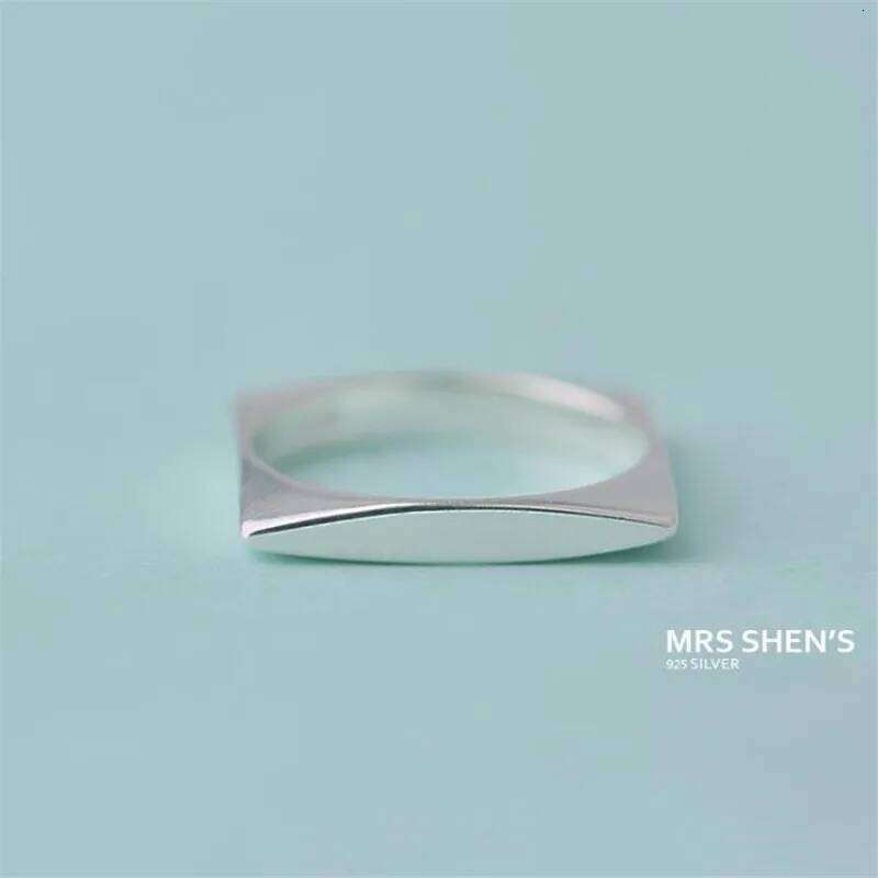 New Simple Popular Inner And Outer Oval Long Fashion Geometric 925 Sterling Silver Jewelry Square Women Opening Rings R098 H260312