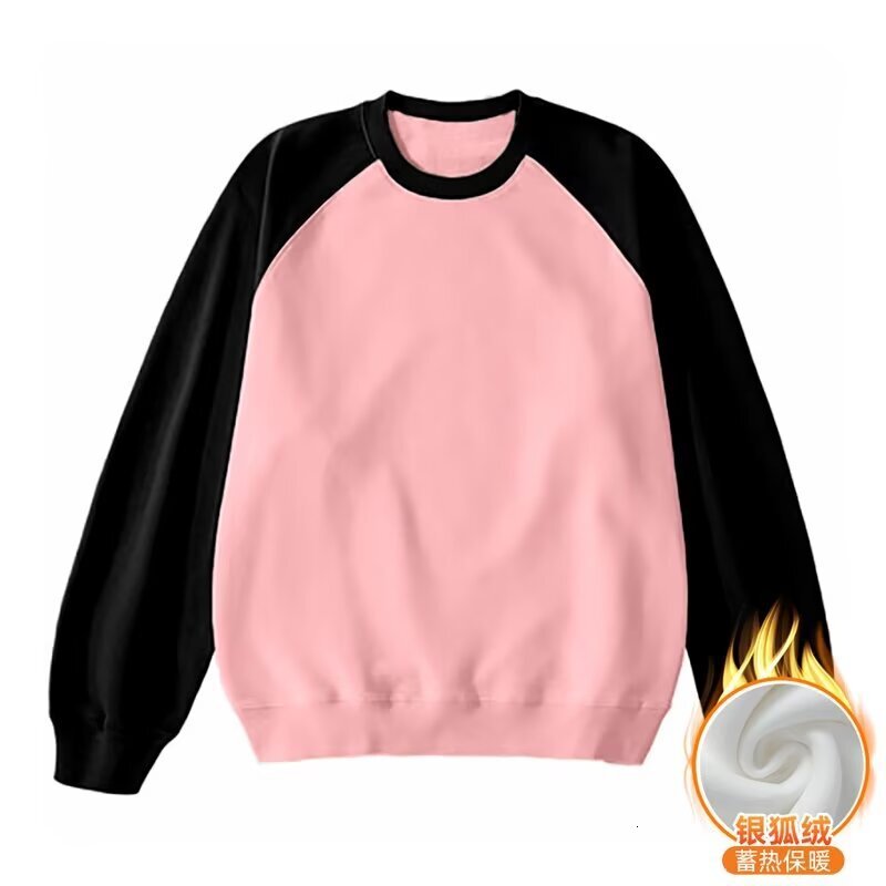 Style Creative Patchwork Color-blocking Fleece-lined Crew Neck Sweatshirt Designer Hoodie For Men Autumn Trendy Brand Versatile Loose Casual Pullover 