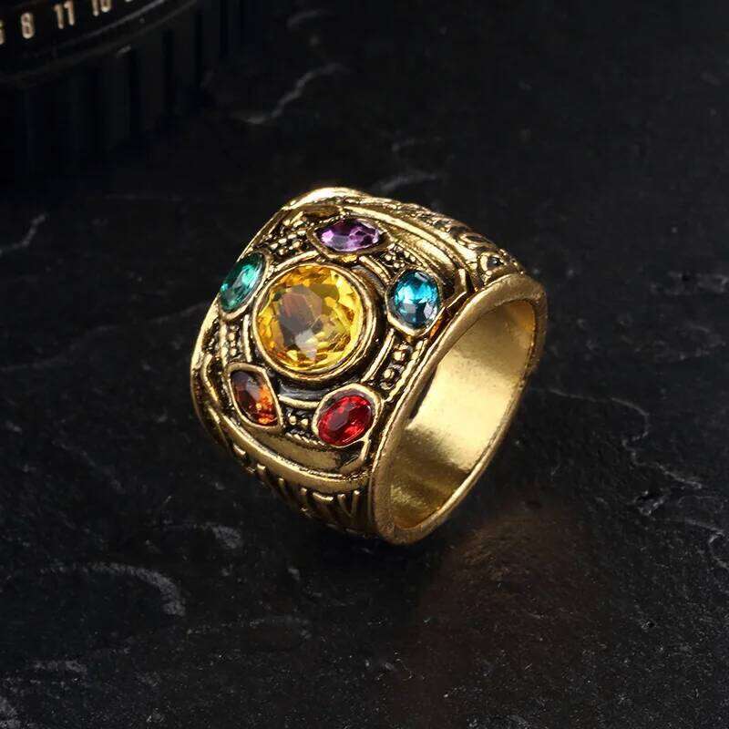 Cool New Fashion Men's Power Infinity Wars Thanos Cosplay Anime Alloy Jewelery Punk Gothic Hip Hop Ring Male H260312