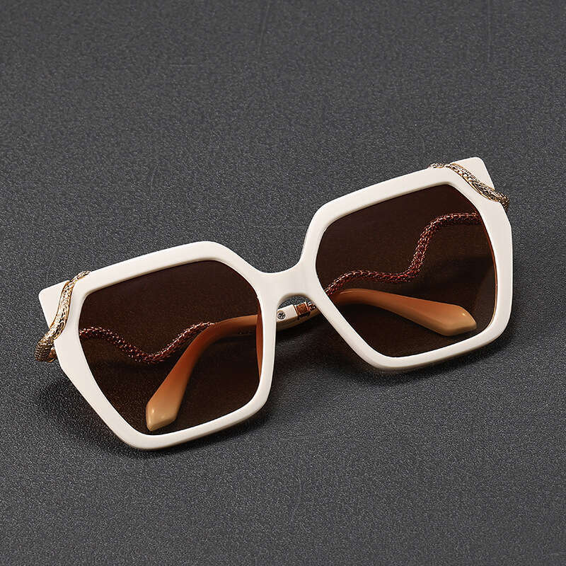 Designer Sunglasses for men women square frame sun glasses snake temple sunglasses Gradient blue lens color block plastic frame