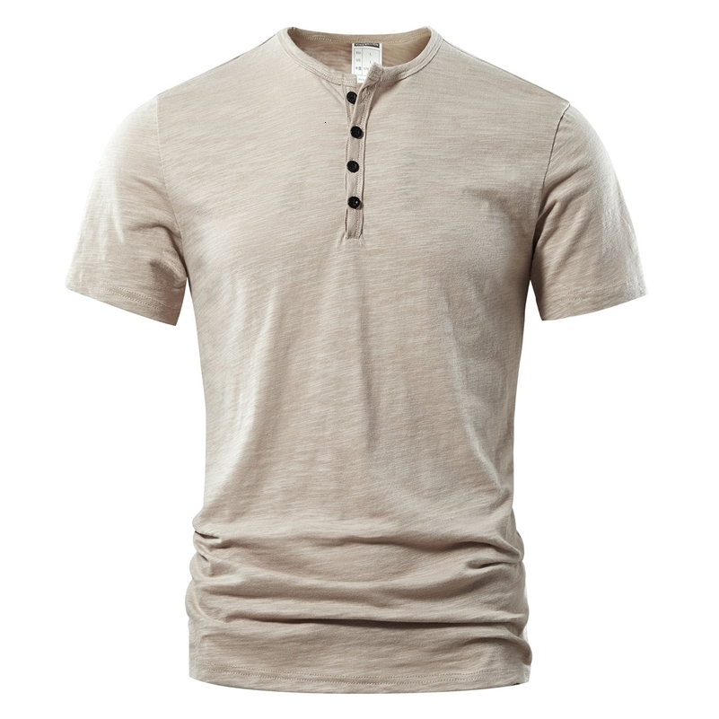 T Shirt Men Casual High Quality Summer Short Sleeve Henry neck Mens T Shirts Fashion Basic T-shirt Male 260227