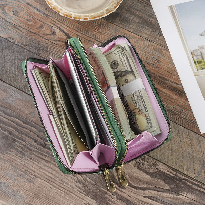 Luxury fashion wallet New INS Style Women S Wallet With Print Double Zipper Multiple Card Slots Wrist Strap Fashionable And Innovative Long Storage Cl