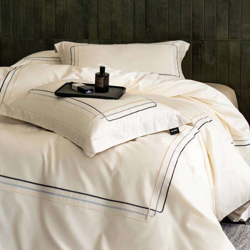 60S Long-Staple Cotton Embroidery Hotel Style Bedding Set Queen King Size Duvet Cover Flat/Fitted Sheet Pillowcases 4Pcs H260312