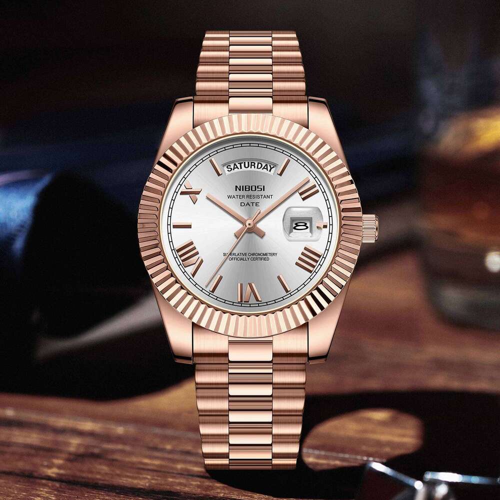 NIBOSI Original Military Man Wristwatch Quartz Week Date Watch For Men Waterproof Stainless Steel Men's Watches Reloj Hombre