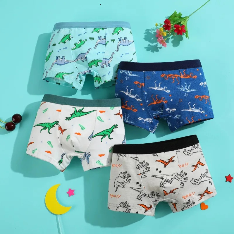 48 pcs Boys Boxer Sets Briefs Kids Cotton Underwear Baby Underpants Teenager Cartoon Dinosaur Print Children Panties Clothes 260311