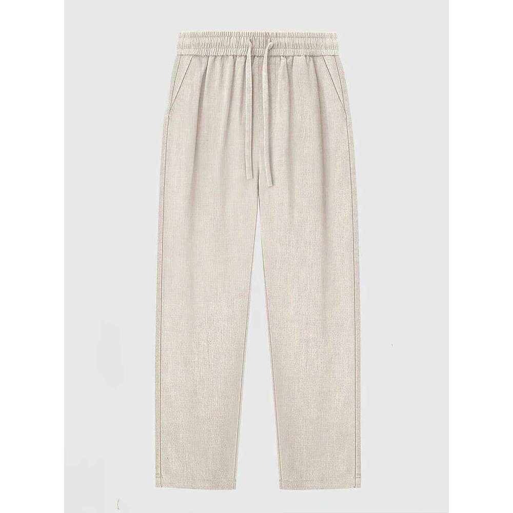 2025 New Straight Casual Linen Pants Men Wide Leg Lightweight Baggy Cotton Sweatpants Male Walking Jogger Trousers Work