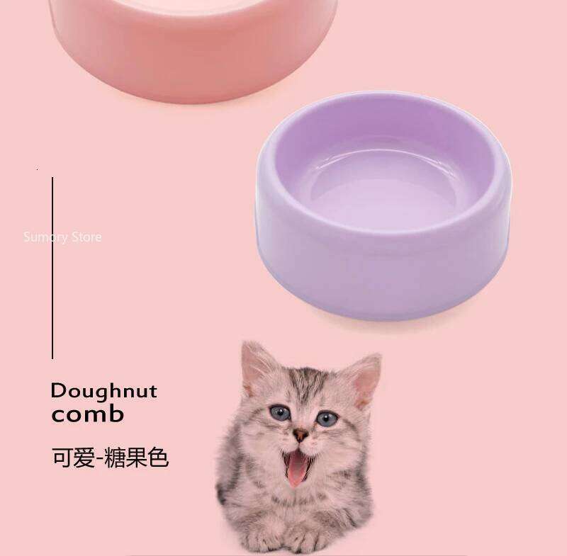 Solid Color Plastic Cat Round Single Bowl Thickened Eco-Friendly Pet Supplies Dog Accessories 26Y0312