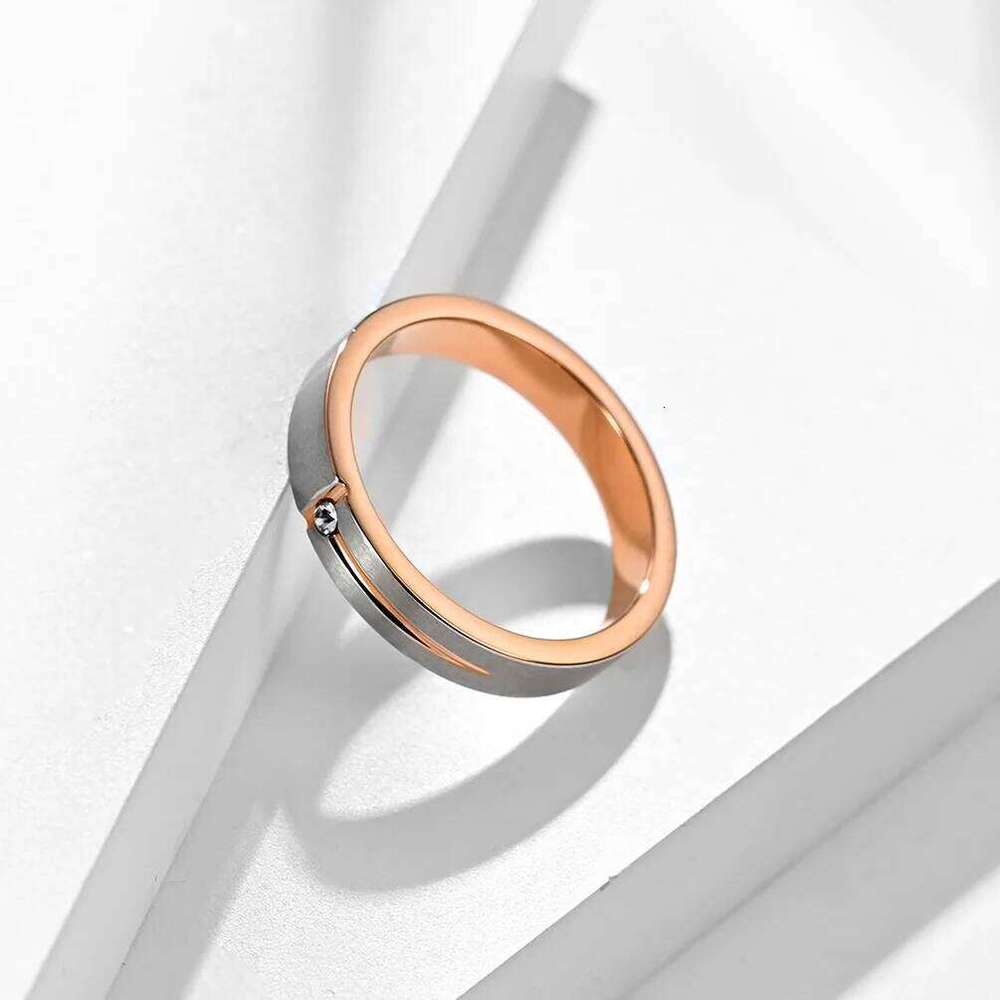 Stainless Steel Round Shinny Zircon Ring for Women Couple Gold Plated Wedding/Engagement Jewelry H260312