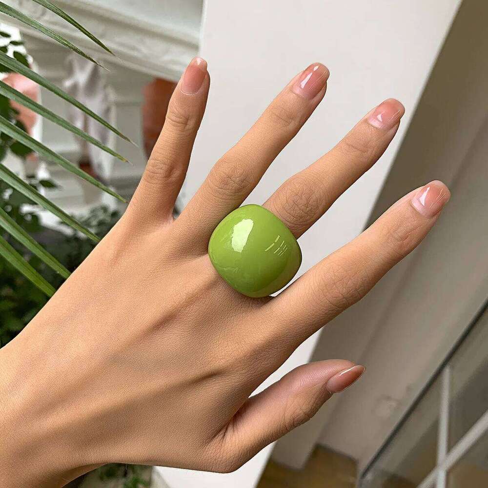 New Fashion Colorful Macarons Transparent Arc Resin Acrylic Geometric Rings for Women Girls Party Exaggerated Chic Jewelry Gifts H260312