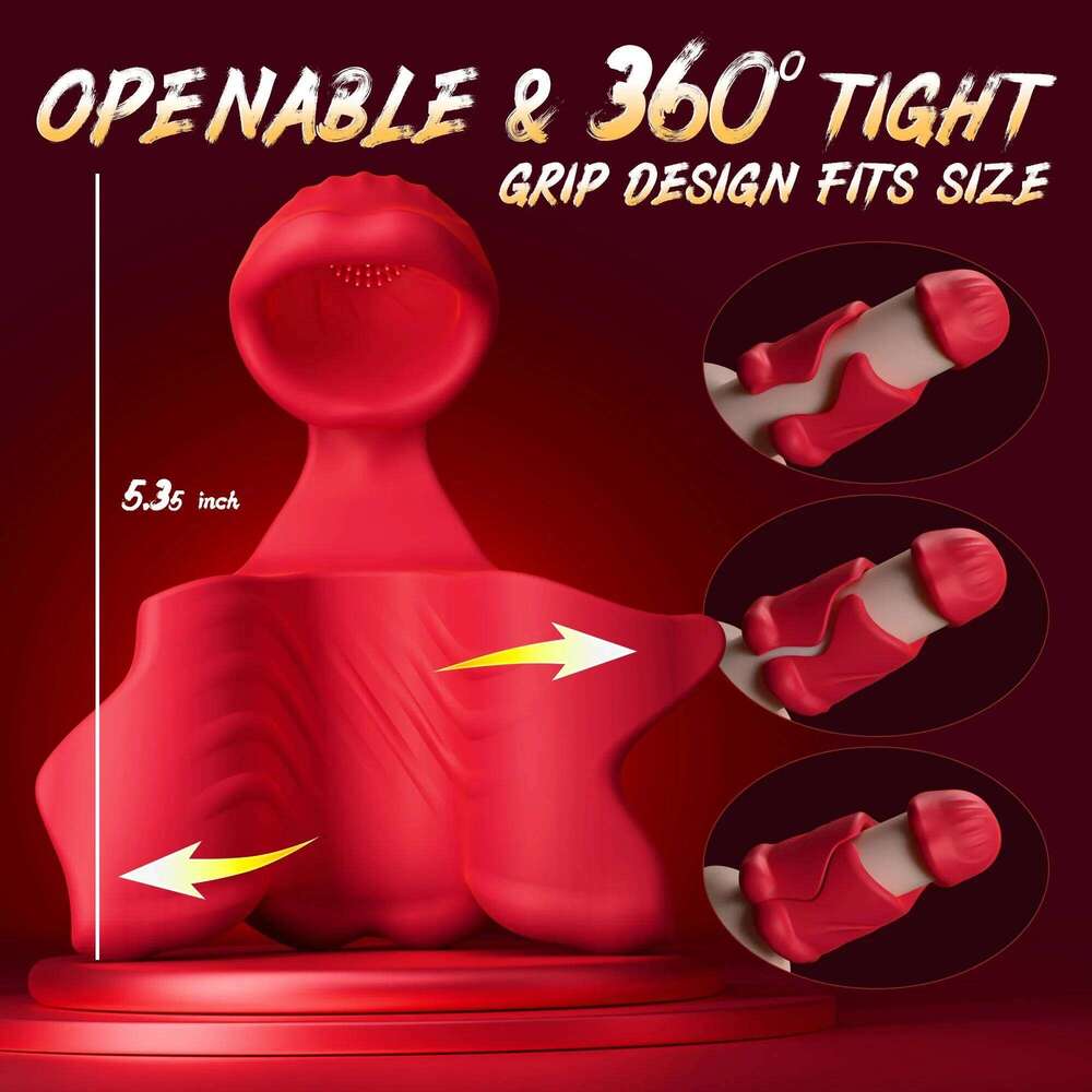 Openable Stroker Male Masturbator 360 Full-Surround Blowjob Penis Vibrator Adult Sex Toys for Men Dual Lip Grip Trainer Z260311