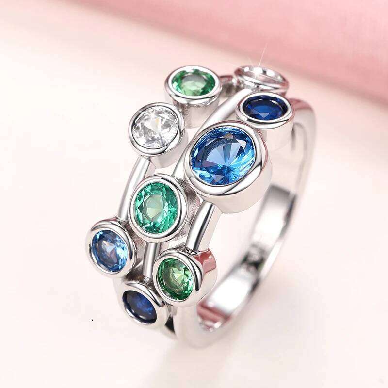 Huitan Modern Fashion Women's Rings with Multi-colored Cubic Zirconia Daily Wear Chic Finger Accessory Anniversary Party Jewelry H260312