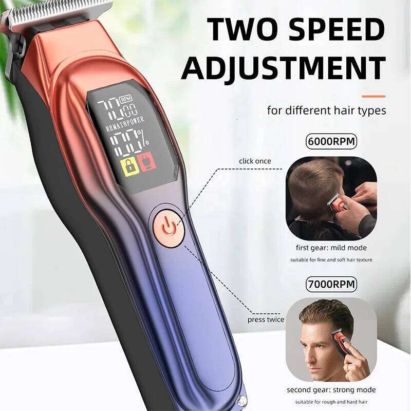 Rechargeable Professional Digital Display Low Noise Clippers with Auxiliary Light Hair Trimmer Kit C260312