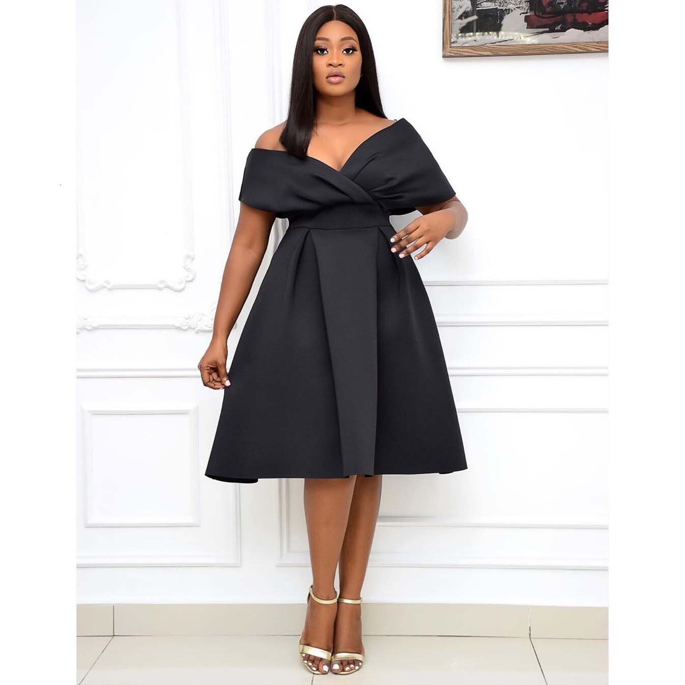 Womens Sexy Deep V-Neck A-Line Flared Dress Evening Gown
