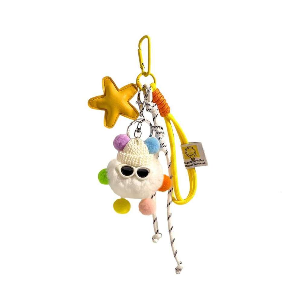 Cute DIY Black Rex Rabbit Fur Small Coal Ball Bag Pendant Plush Doll Backpack Decoration Keychain Gift