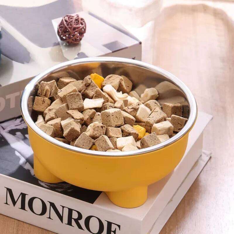 A Stainless Steel Pet Anti Slip Four-Legged Solid Color Dog Cat Bowl Easy To Clean for Indoor and Outdoor Use 26Y0312
