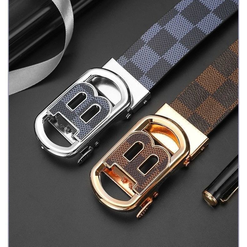 2026 New Designer Luxury Brand Popular Checkered Pattern Men's Automatic Buckle Belt Full Toothed Casual Business Belt Middle Aged Youth Chessboard Fashion Belt