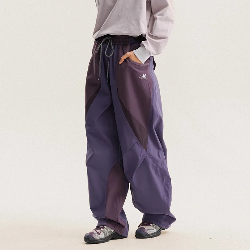 Men Outdoor Lightweight Quick Dry Ultra Loose Casual Splice Wide Leg Techwear Track Cargo Pants Women Streetwear Baggy Trousers 260310