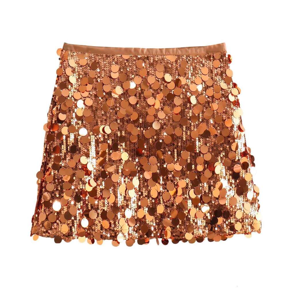 2025 Winter Cross-Border Trade European and American Style Women's Sexy A-Line High Waist Bodycon Sequin Mini Skirt