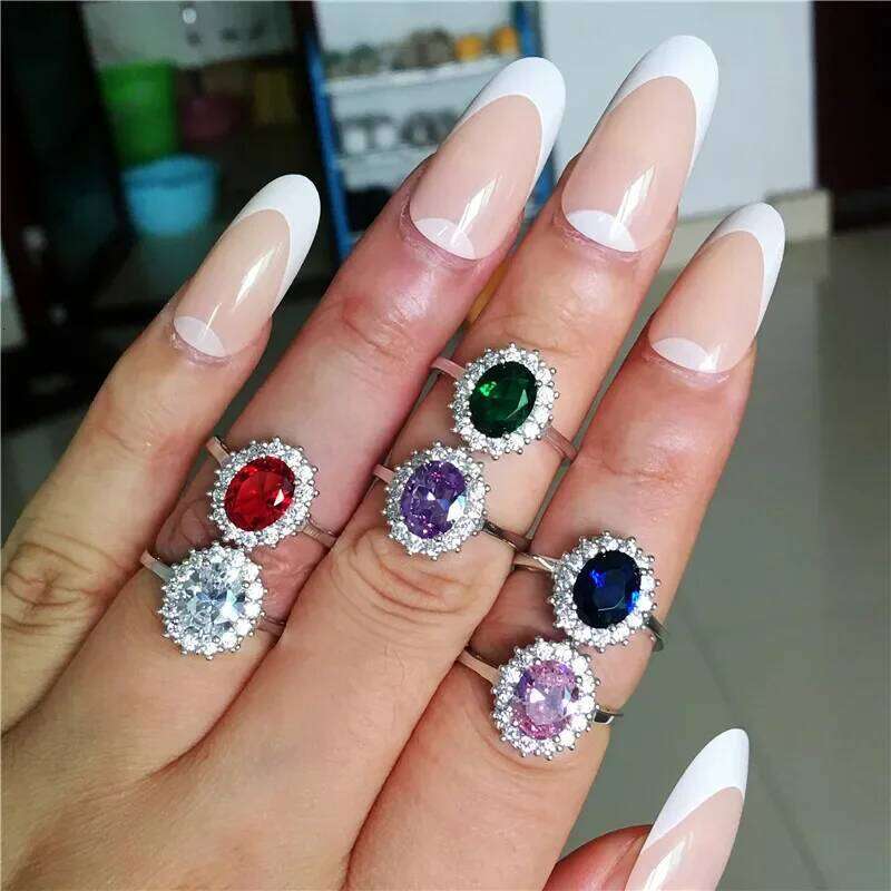 Princess Diana Ring Engagement Real 925 Sterling silver Birthstone AAAA cz Royal Wedding Band Rings For Women Bridal Accessories H260312