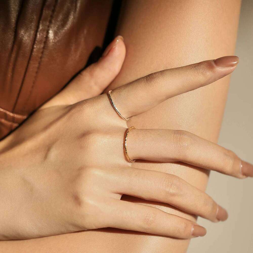 MODIAN 925 Sterling Silver Simple Tinfoil Design Style Stackable Trendy Finger Ring Charm Gold Color Jewelry For Women Gifts H260312