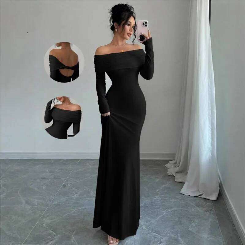 Women's Fashion White Wedding Dress Spring Autumn One-shoulder Slim Backless Sexy Hip-pack Dresses For Women Robe Femal Vestidos C260312