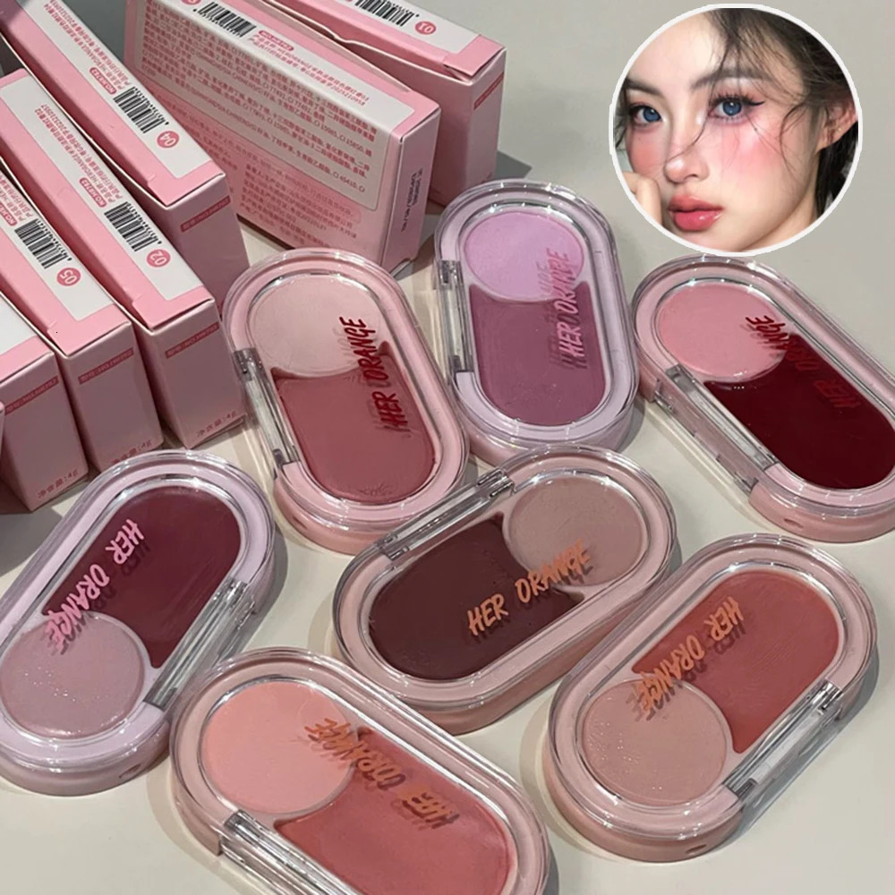 Dual-Color Blush Cream Moisturizing Matte Finishwith Expanding and Contracting Shades Long-lasting Natural Blush Cream 260305