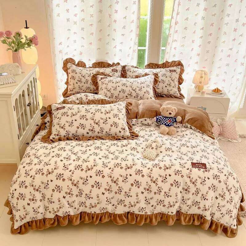 2025 new comfortable high-gram milk fleece set, winter thickened warm and skin-friendly bedding four-piece set H260312