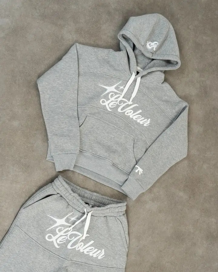 Streetwear Letter Hoodie Sweatshirt Two Piece Set Clothes Men Women Hip Hop Letter Retro Oversized Sweatshirt Rock Casual Suit 260311