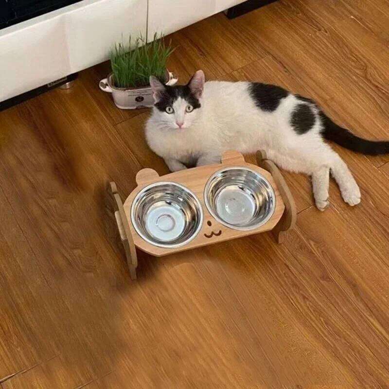 Pet Feeder Double with Anti-Knockover Design Dog Water Feeding Container Cat Food Bowl Stander pet products 26Y0312