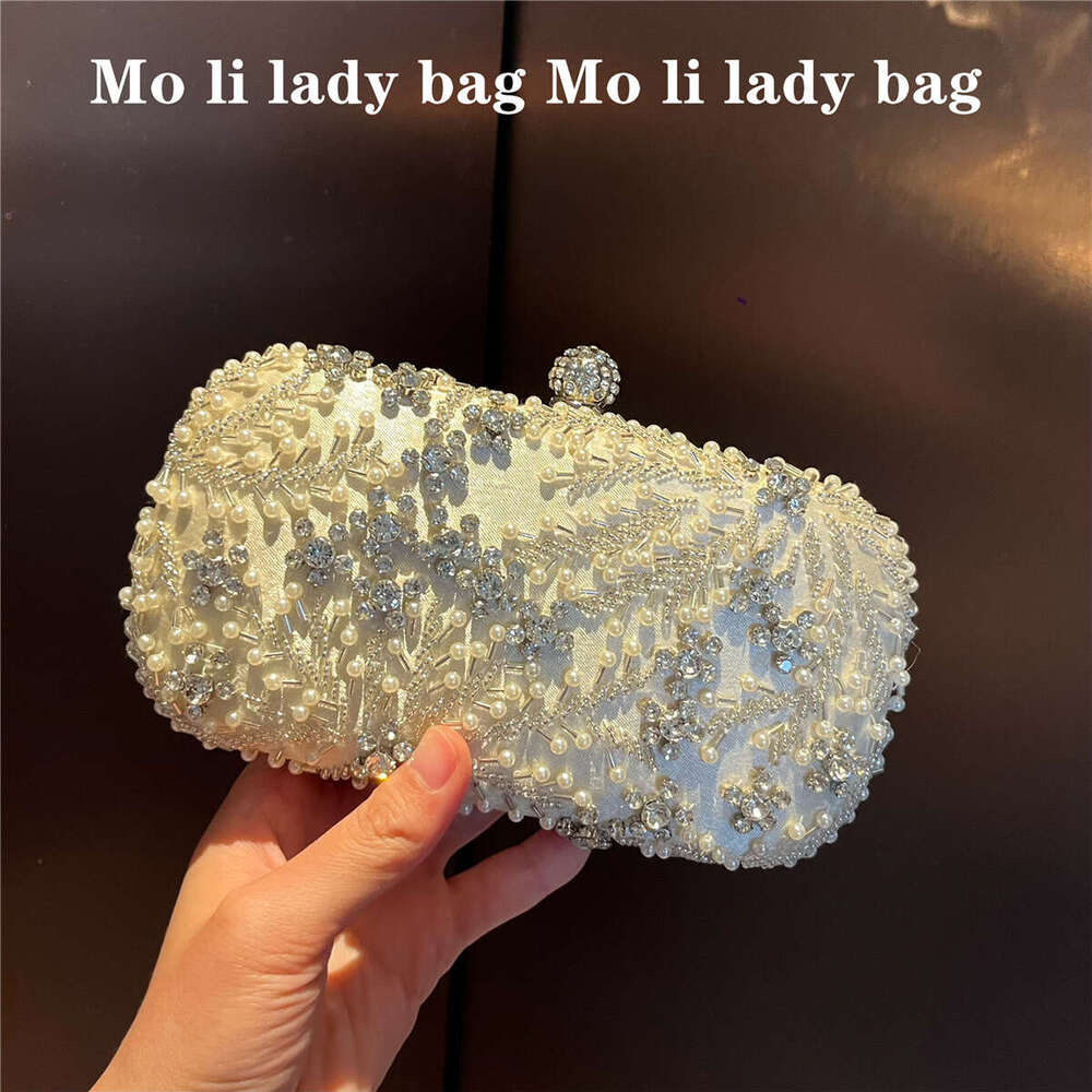 Moli Diamond-Studded Evening Dress Matching Black Clutch Women Pearl Rhinestone Handbag Socialite Cheongsam Bag