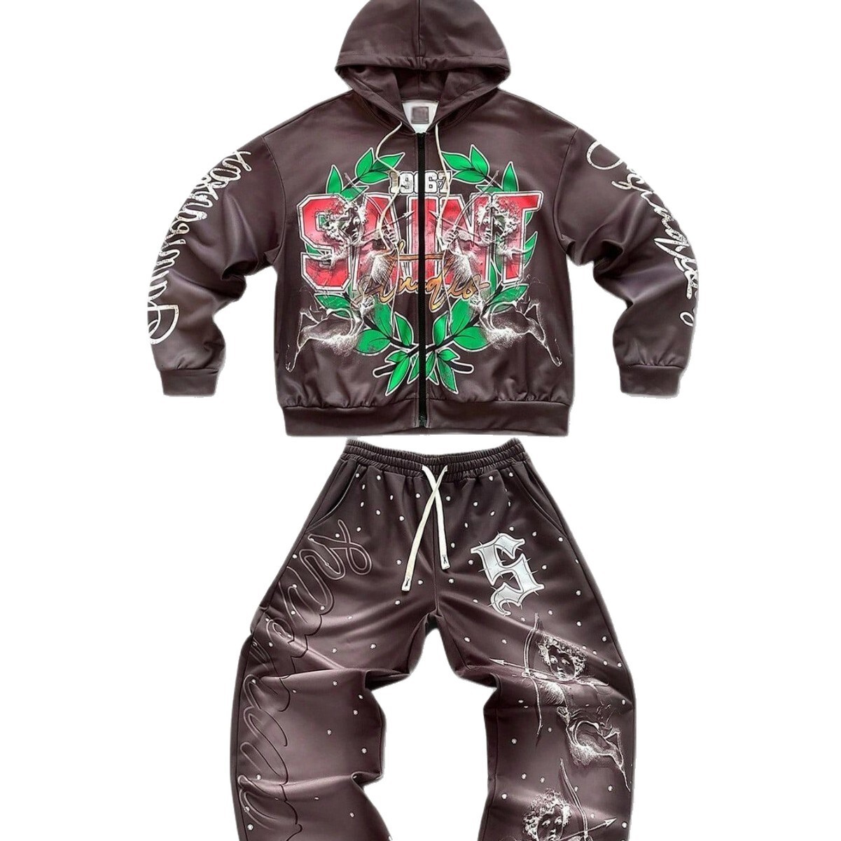 Luxury Brand Designer Clothes New Men's Casual Fashion Hooded Sweatshirt Set, Simple Striped Print Sweatshirt And Pants Set For Spring And Autumn
