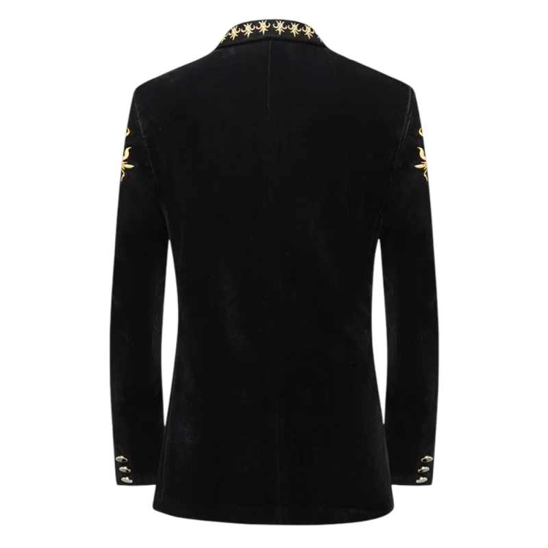 High Quality Men Suit 2 Pcs Blazer Pants Velvet Embroidered Slim Fit Jacket Special Occasion Wedding Prom Party Customized