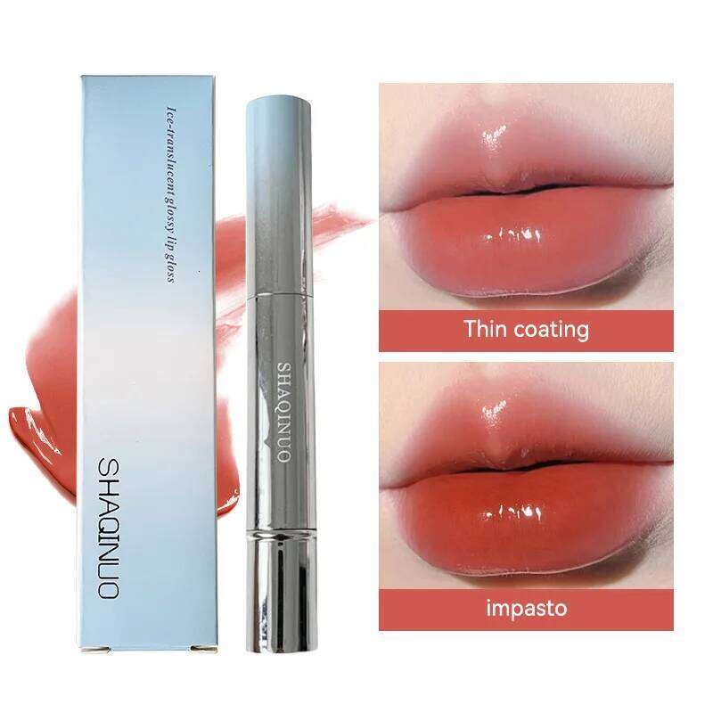 SHAQINUO Icy Glow Lip Gloss - One-Stroke Hydration, Whitening for Olive Skin, Cool Beauty Look, Smooth & Fine Texture W260311