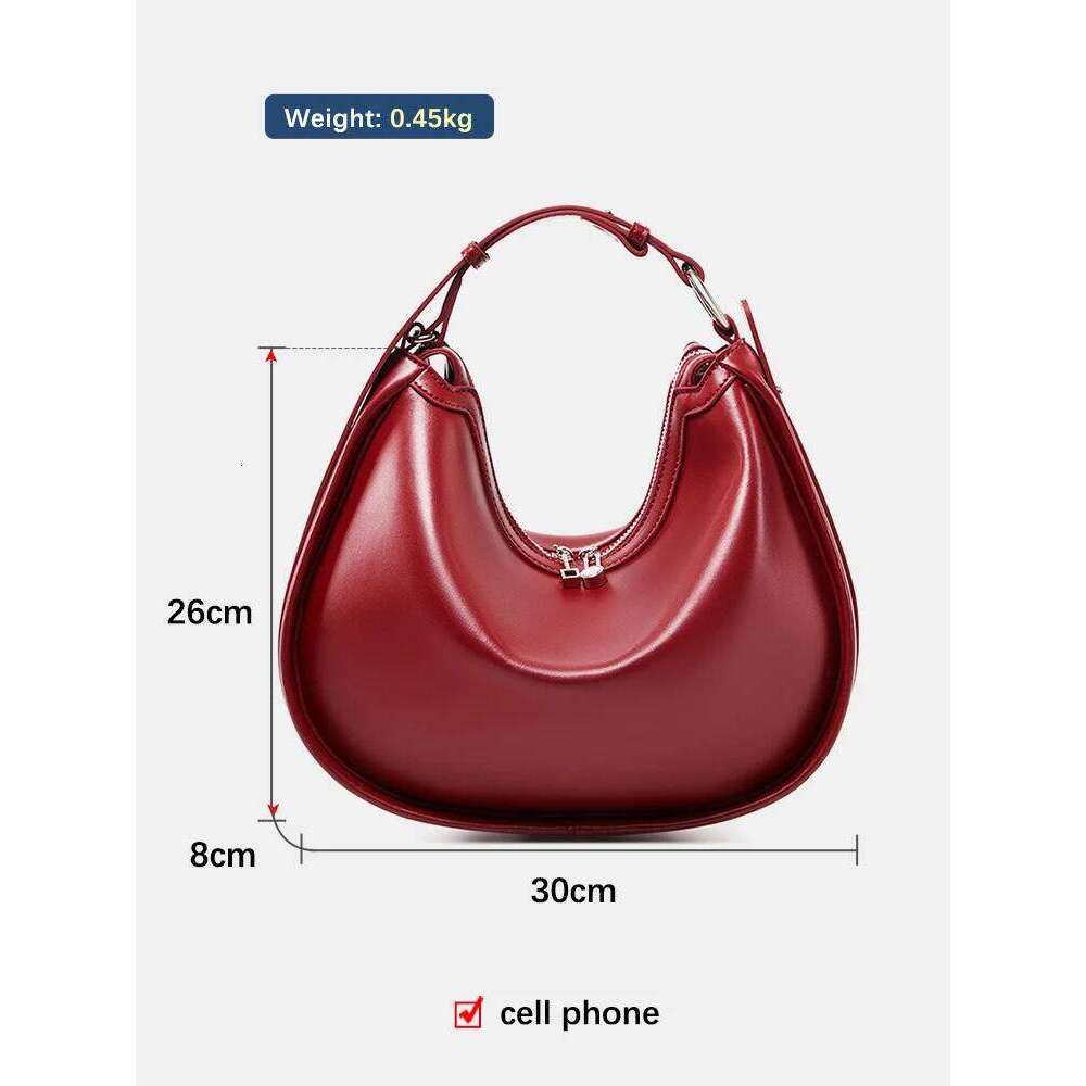 Zency Genuine Women Shoulder Designer Hobo Cow Leather Wine Bag Shopper Top Handle Brown Leather Handbag