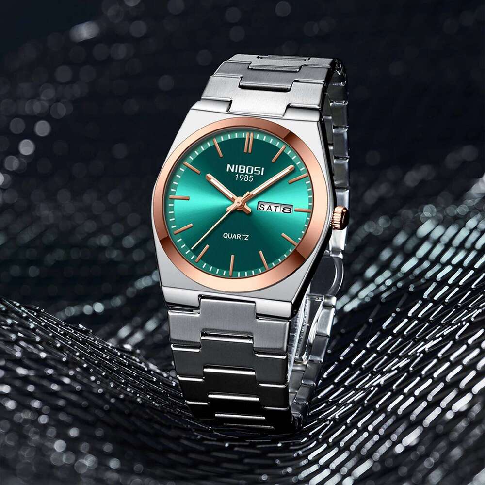 NIBOSI Mens Analog Quartz Watch with Week-Date Waterproof Stainless Steel Strap Men's Wrist Watches Classic Minimalist