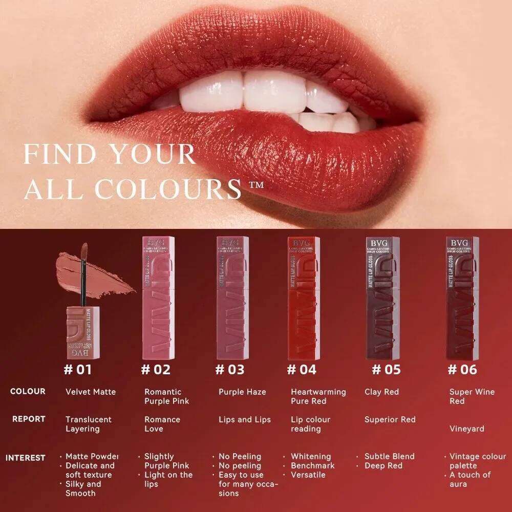 High-End Multi-Color Matte Lip Gloss Long-Lasting Non-Greasy Lipstick Rich Warm Colors Fading Liquid Makeup W260311