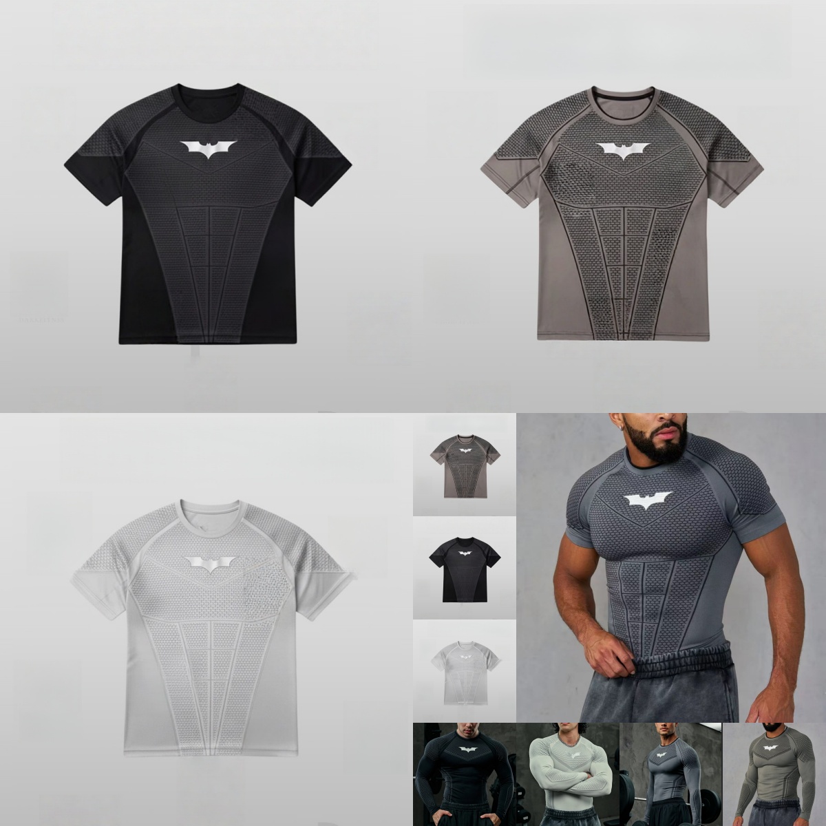 Young La t shirt Batman shirt quick-drying elastic tee short-sleeved tight T-shirt American men's fitness YOUNG LA running and training gym shirts yyyy
